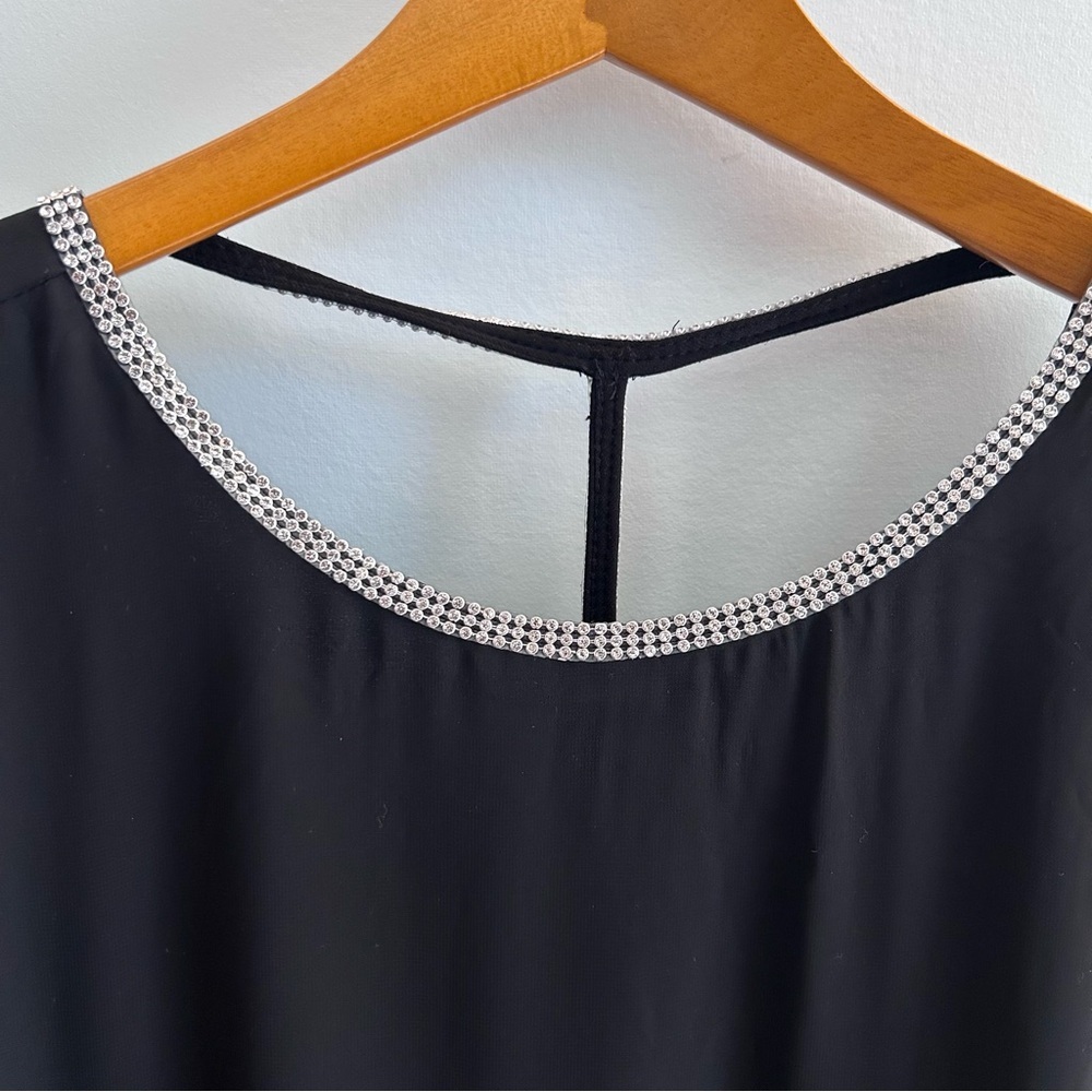 MSK Black Sleeveless Dress with Silver Rhinestone Accents Size 14 - Picture 5 of 7